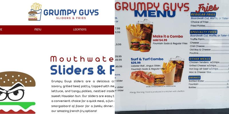 Grumpy Guys Sliders & Fries Menu