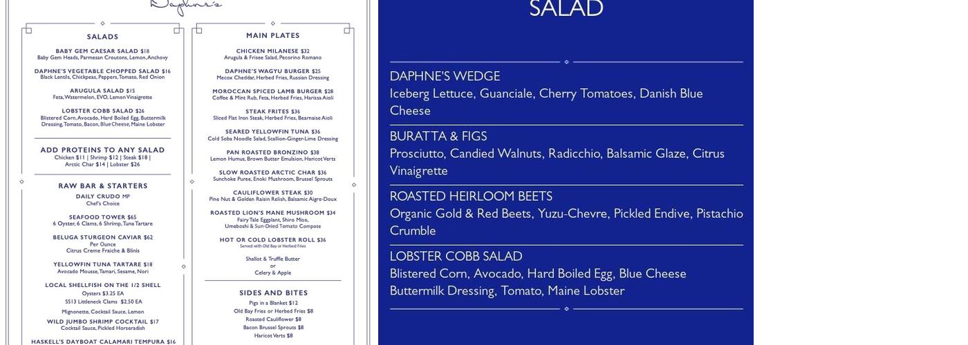 Daphne's Westhampton Menu
