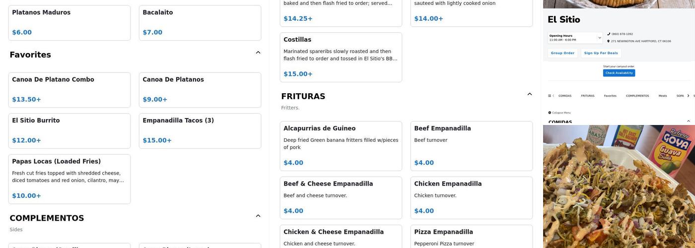 El Sitio Menu