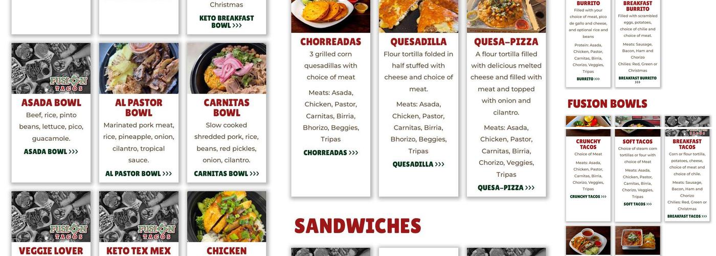 Fusion Tacos Las Vegas NM Menu