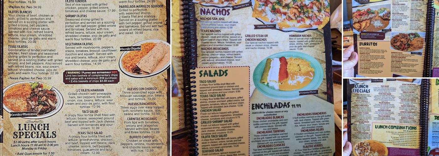 El Toro Menu