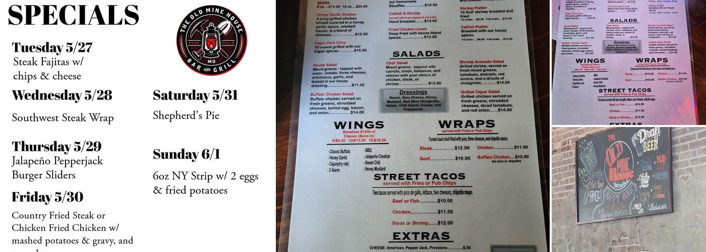 The old mine house Fredericktown Menu