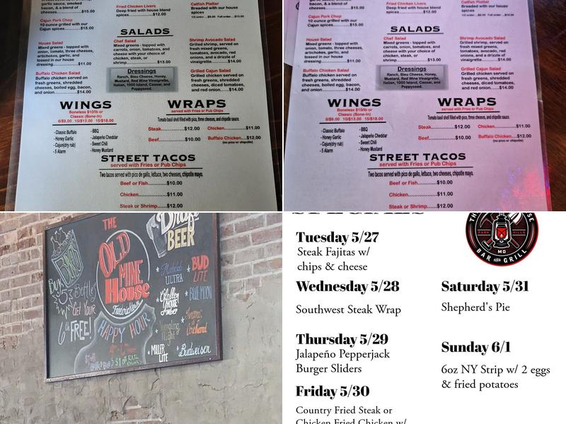 The old mine house Fredericktown Menu