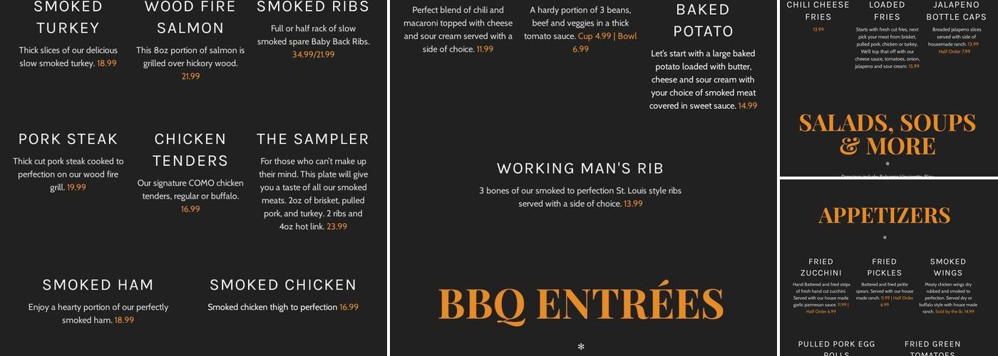 Como Smoke and Fire - South Menu