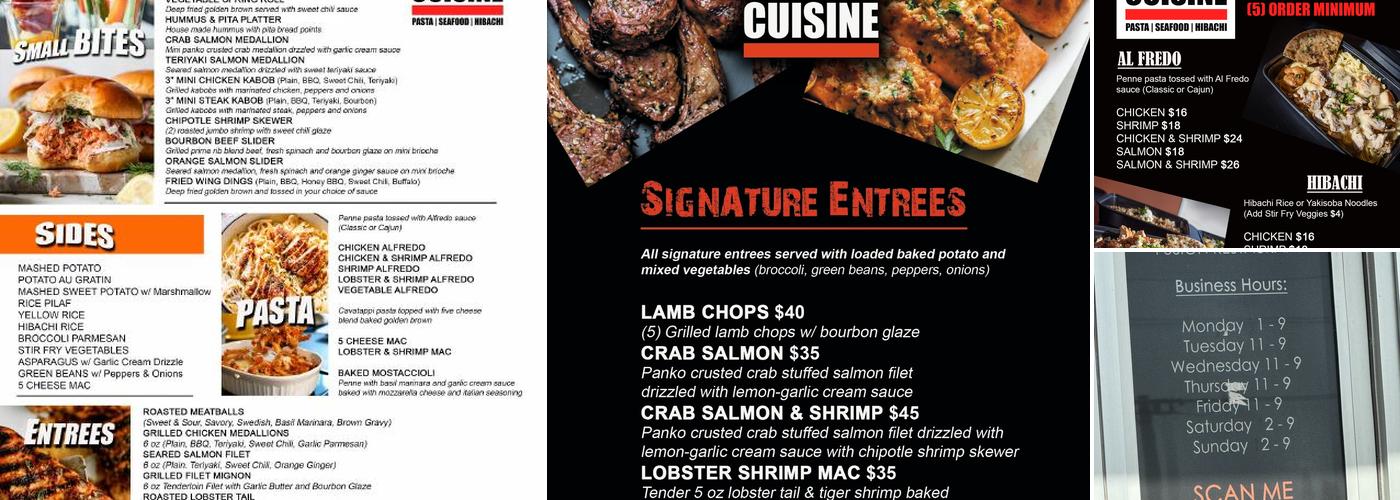 UPSCALE CUISINE Menu