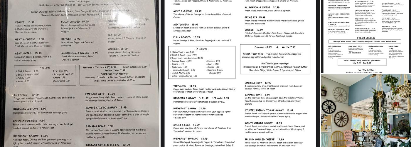 Tiffani's Cafe Menu