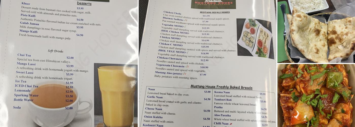 Mustang House Menu