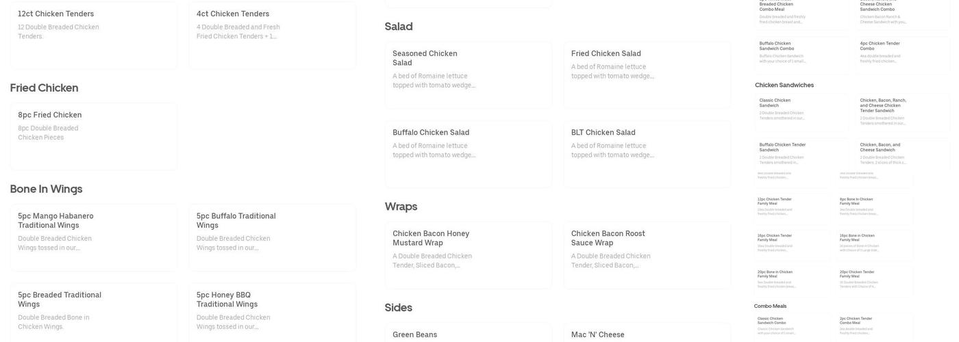 Raise the Roost Menu