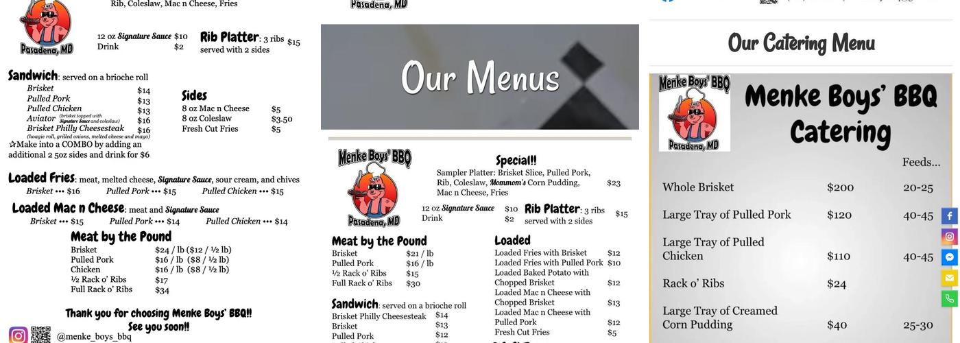 Menke Boys’ BBQ Menu