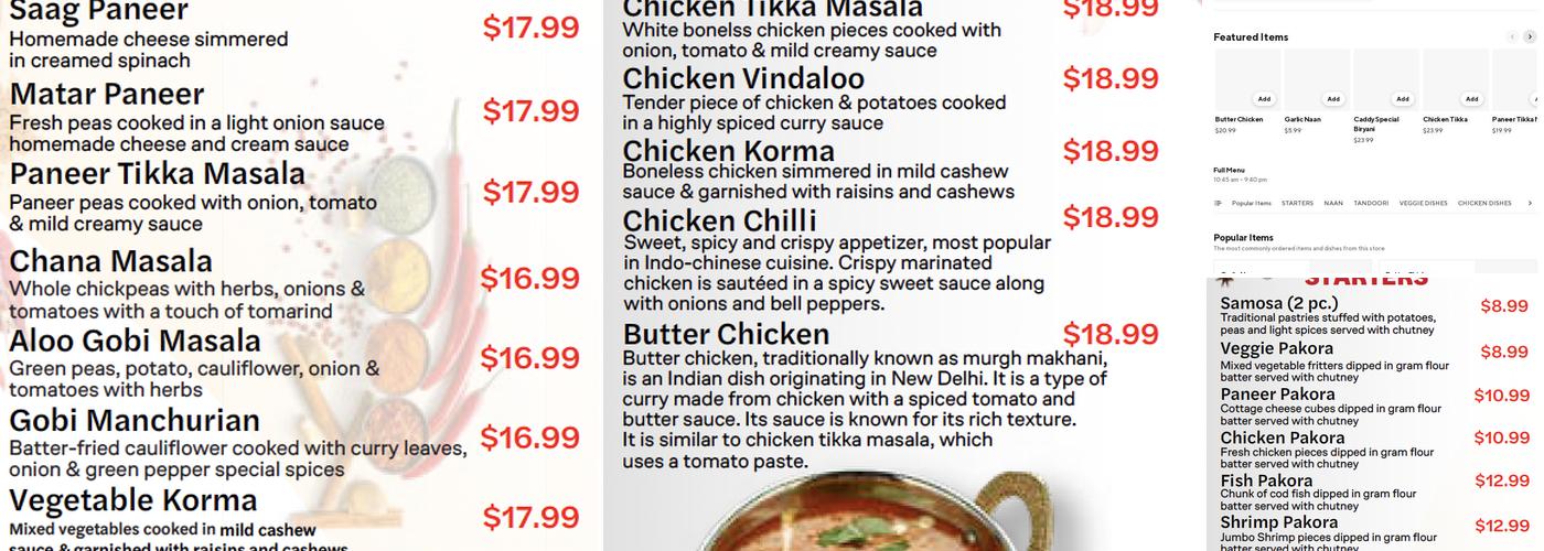 Curry Cafe Menu