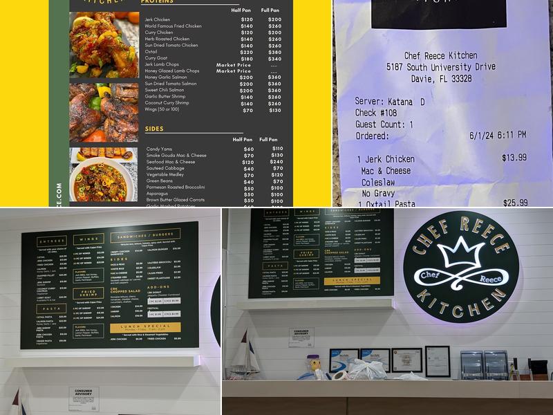 Chef Reece Kitchen Menu