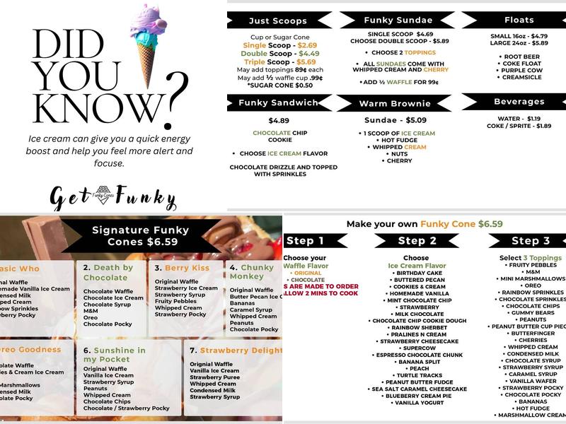 Funky Cones Menu