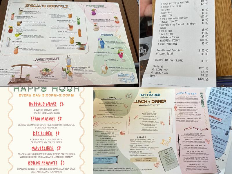 The Daytrader Tiki Bar and Restaurant Menu