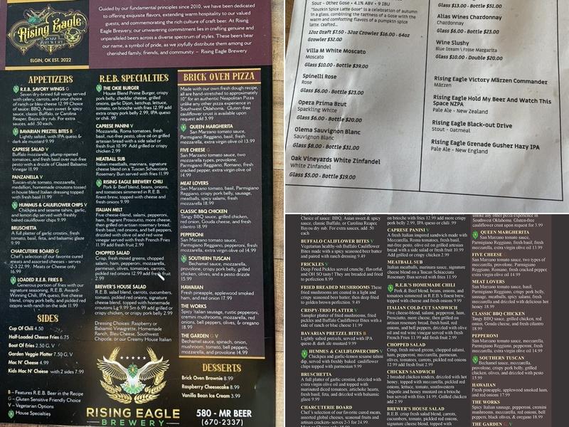 Rising Eagle Brewery Menu