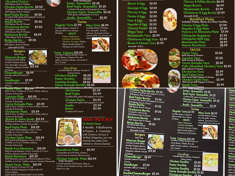 Un Taco Mass Menu