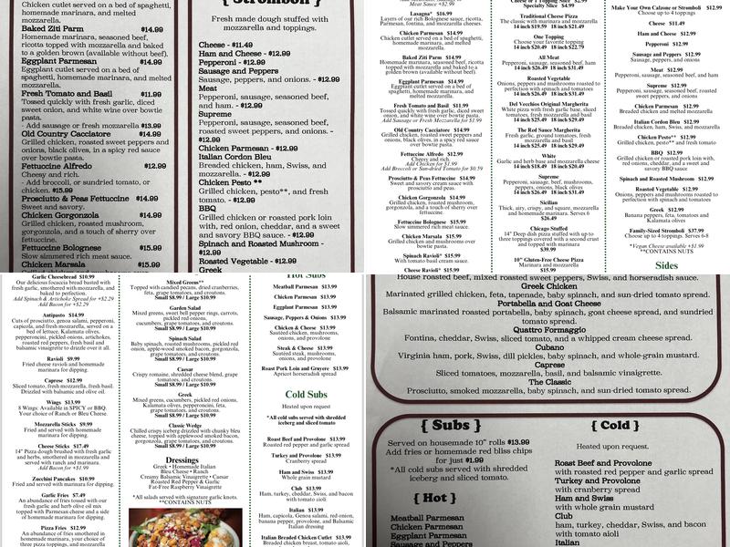 Del Vecchios South Menu