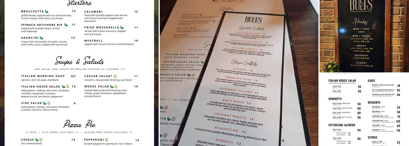 Bucci's Italian Scratch Kitchen Menu