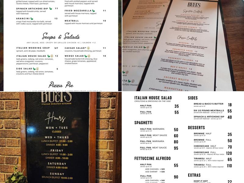 Bucci's Italian Scratch Kitchen Menu