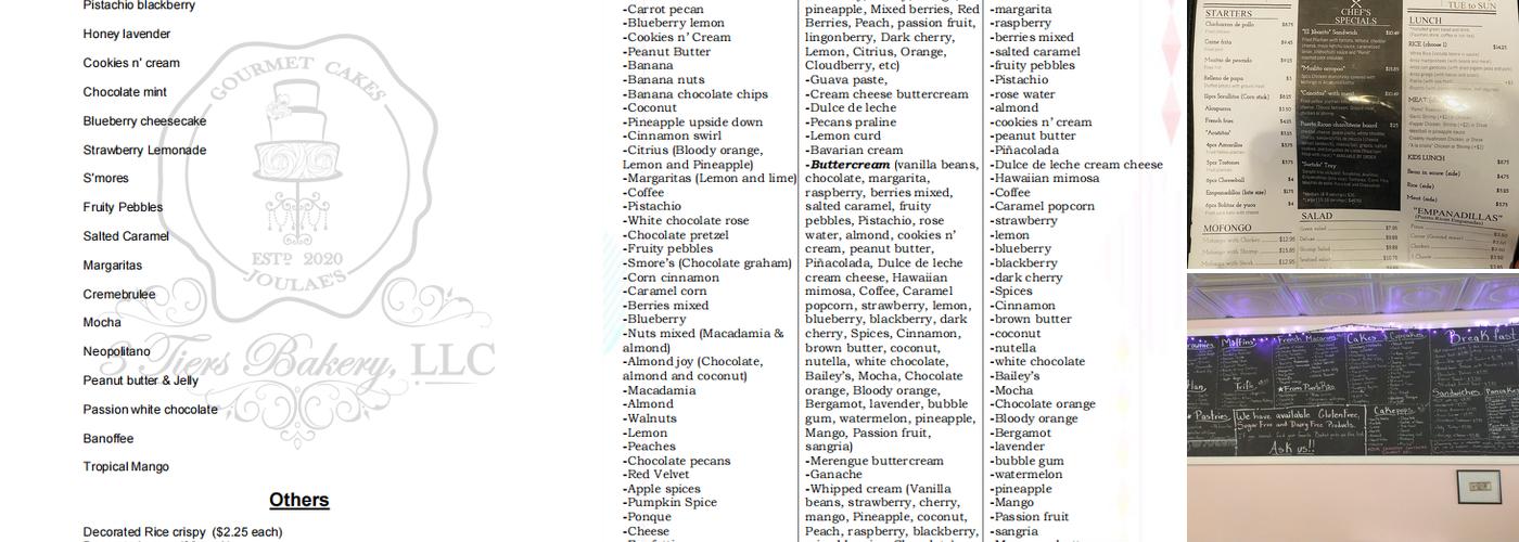3 Tiers Bakery, LLC Menu