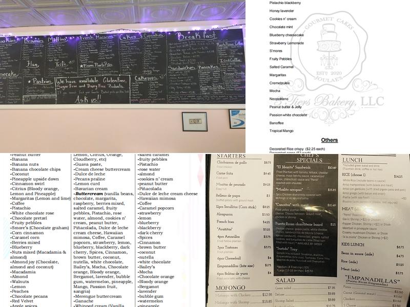 3 Tiers Bakery, LLC Menu