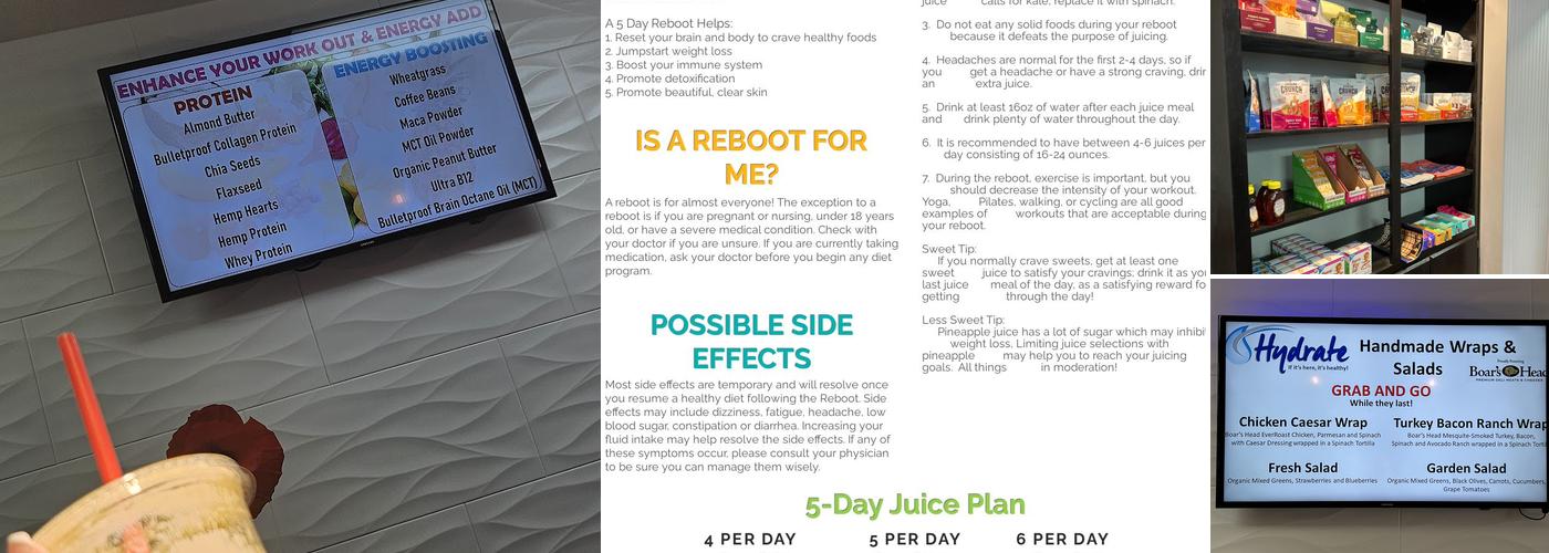 HYDRATE ON THE SQUARE Menu