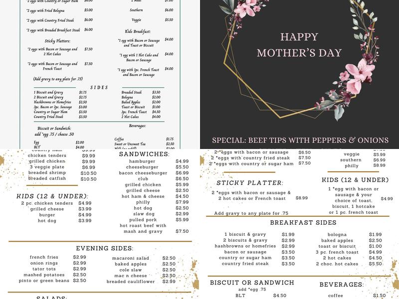 Downtown Pioneer Menu