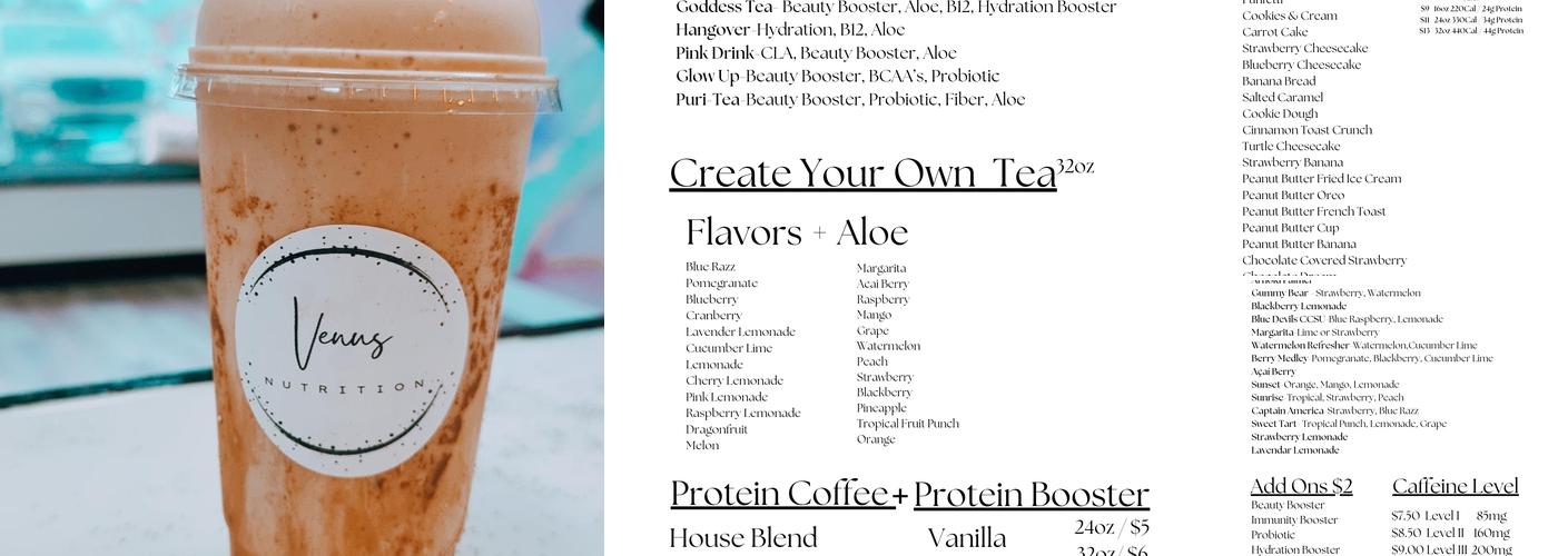 Venus Nutrition Menu