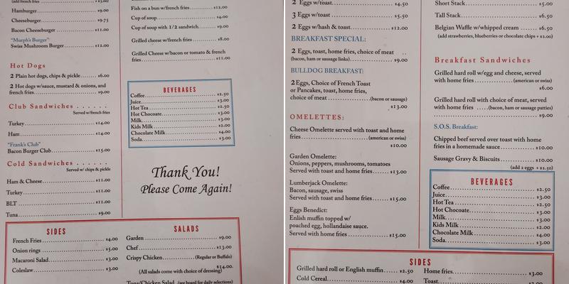 SGF Family Diner Menu