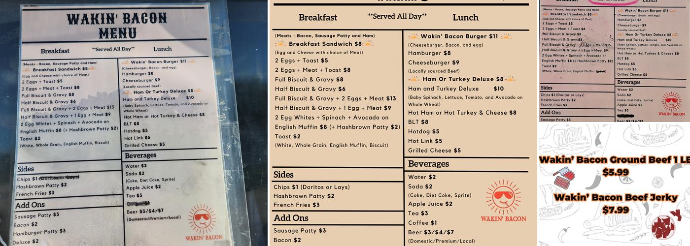 Wakin' Bacon Menu