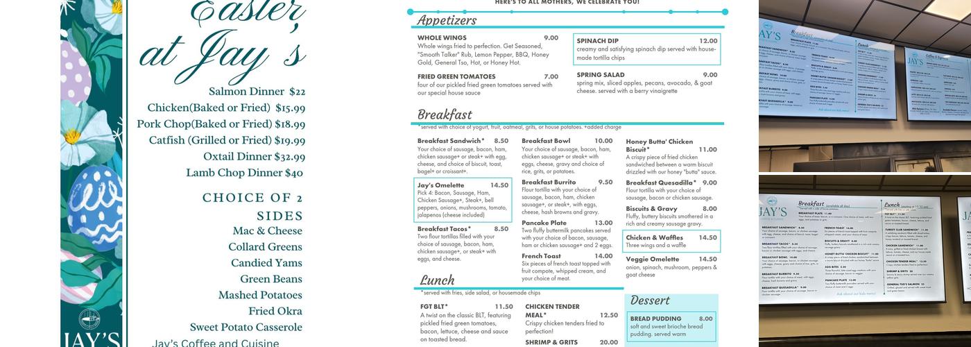 Jay's Coffee & Cuisine Menu