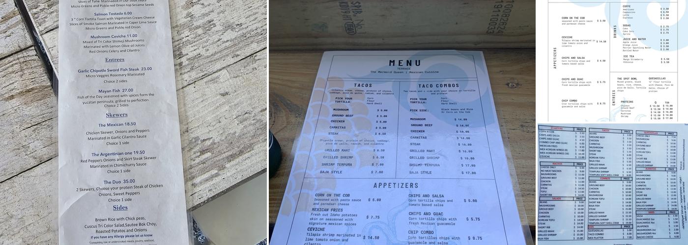 The Mermaid Queen Menu