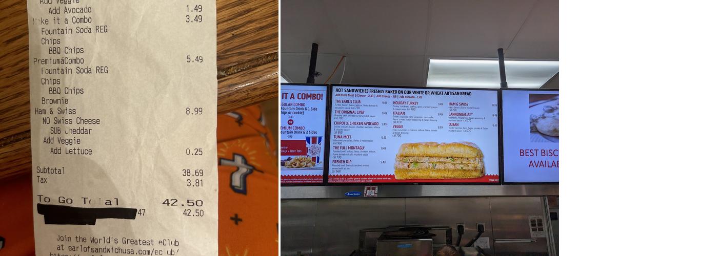 Earl of Sandwich Menu