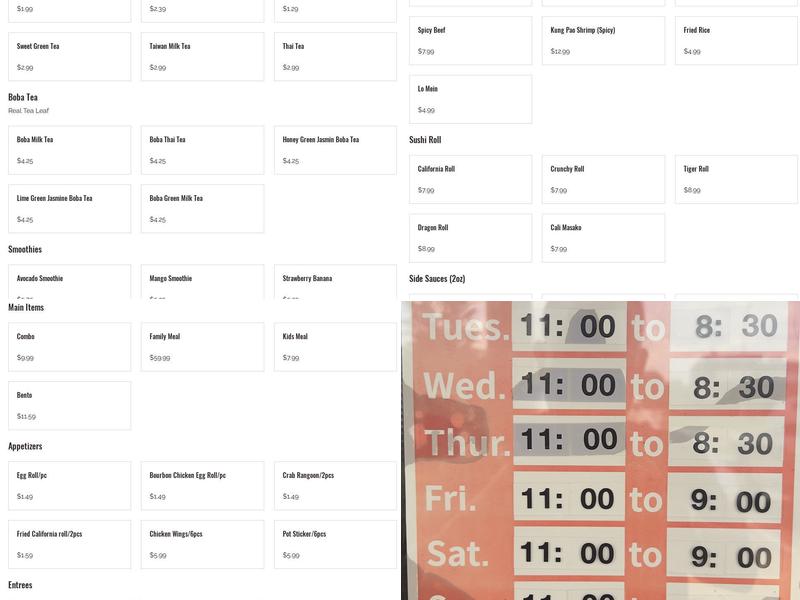 Max Orient 1155 E Battlefield RD Menu