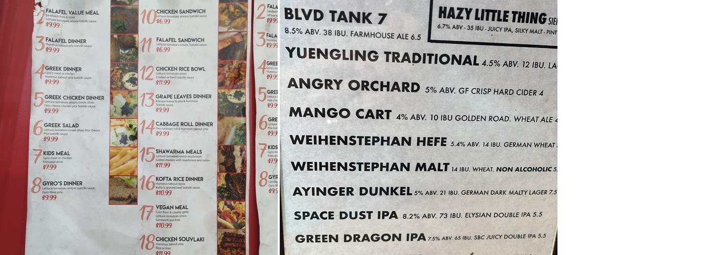 It's Greek To Me Menu