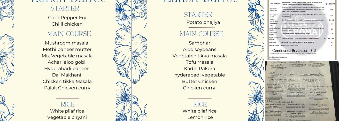 Indian Aroma Bistro Menu