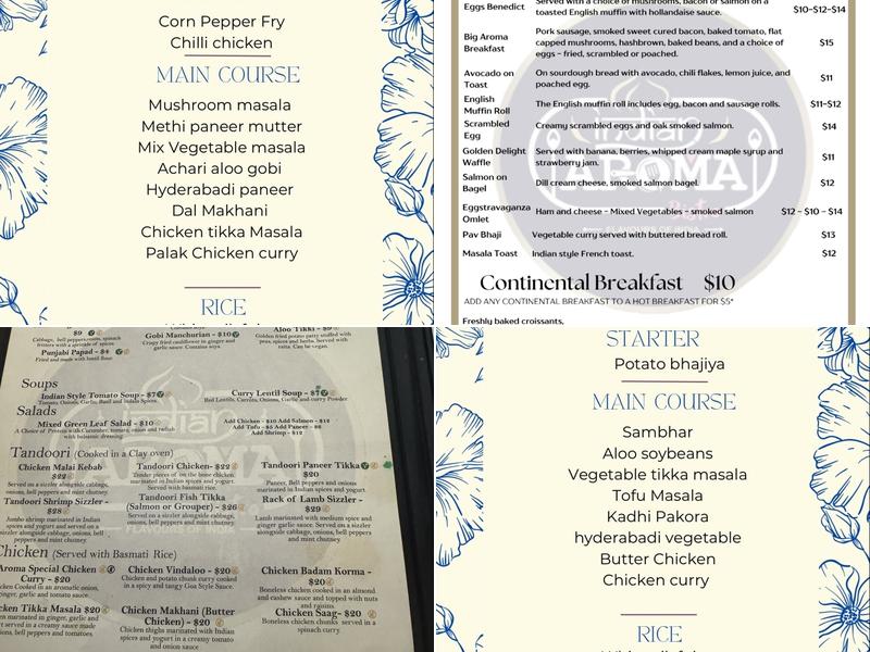Indian Aroma Bistro Menu