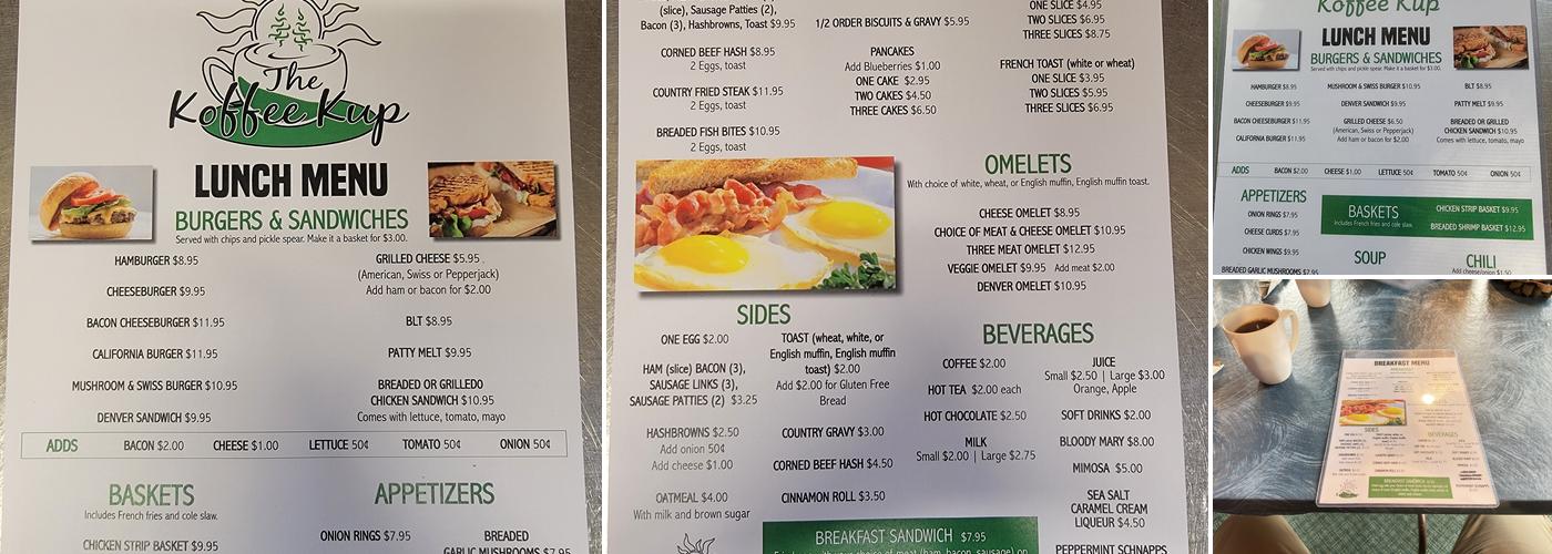 The Koffee Kup Menu