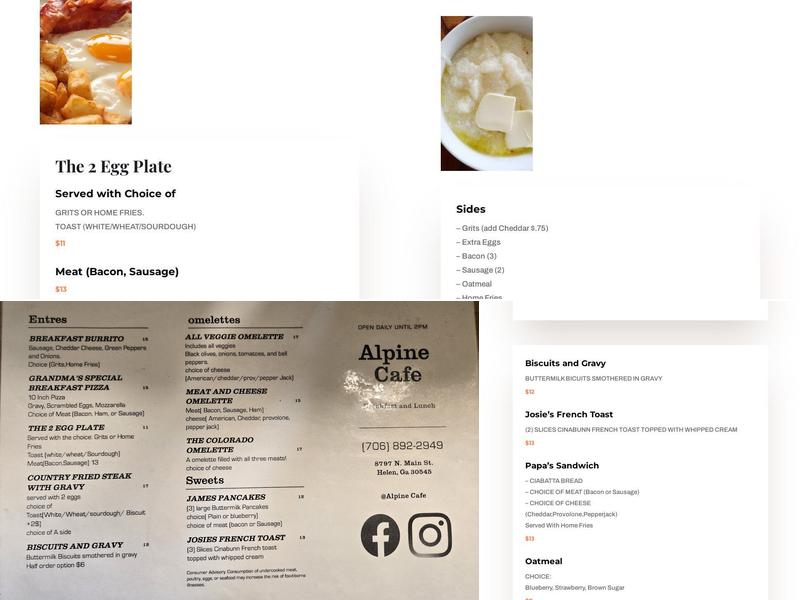 Alpine Cafe Menu