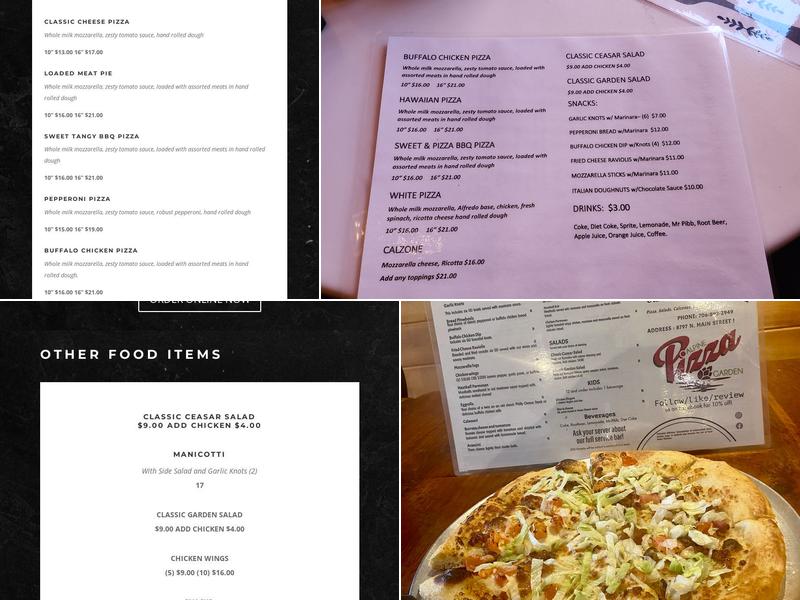 Alpine Pizza Garden Menu