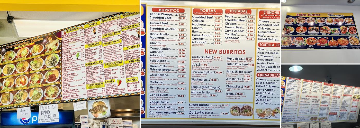 Ronaldo's Taco Shop Menu