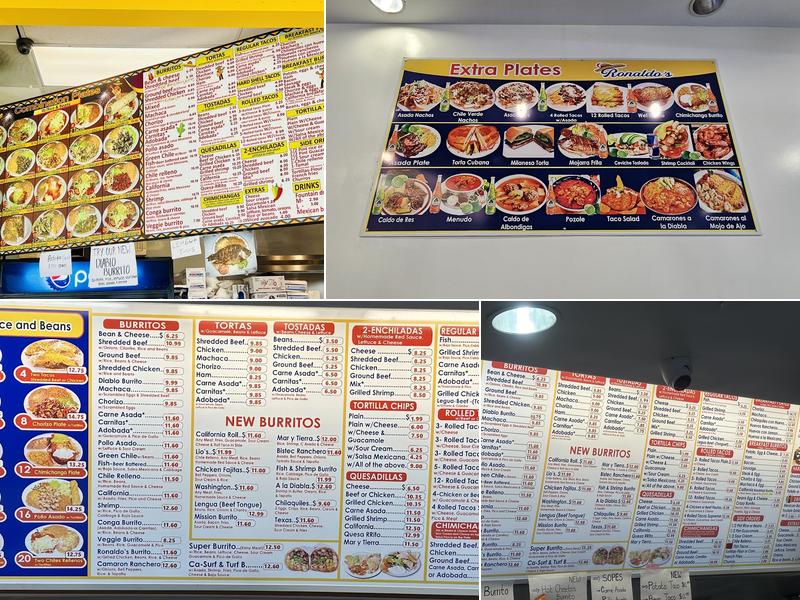 Ronaldo's Taco Shop Menu