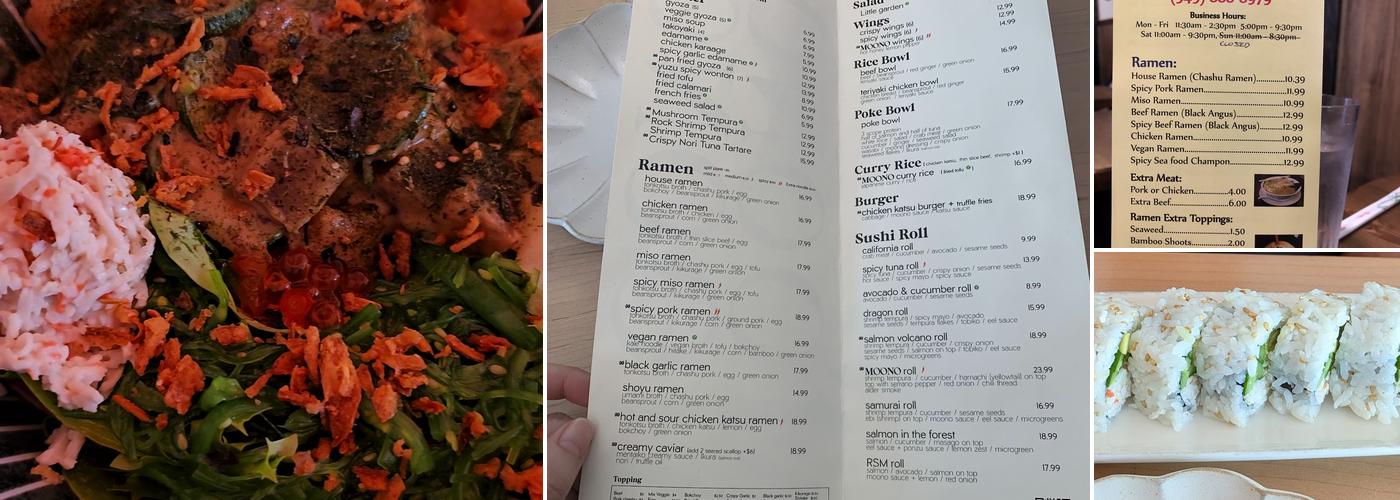 MOONO Menu