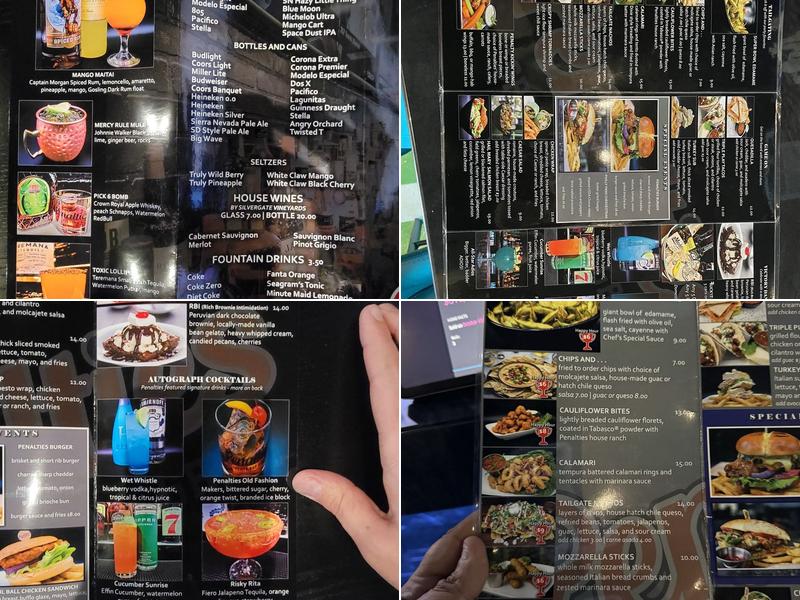 Penalties Sports Bar & Grill Menu