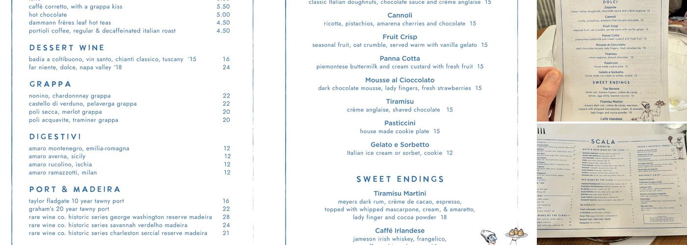 Scala Osteria & Bar Menu