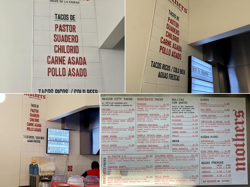 Mothers Tacos Menu