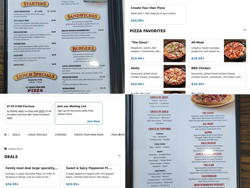 Steve's Pizza - Elk Grove Waterman Menu