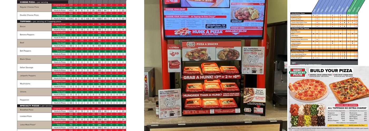 Hunt Brothers Pizza Menu