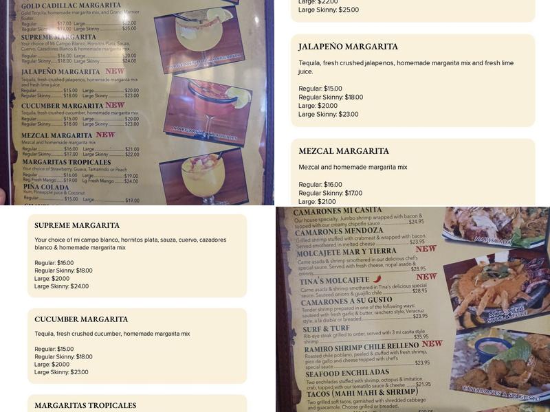 Casa Mendoza Menu