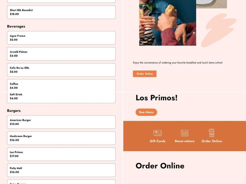 Restaurante Los Primos Menu