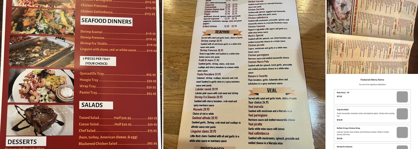 Mario's Restaurant & Pizzeria Menu